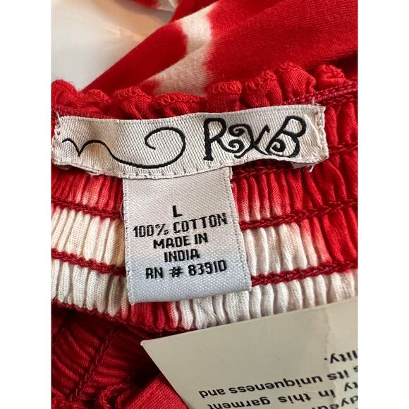 Y2K NWT RXB Red 100% Cotton Tie Dye Maxi Sun Dress Size L - Picture 3 of 4